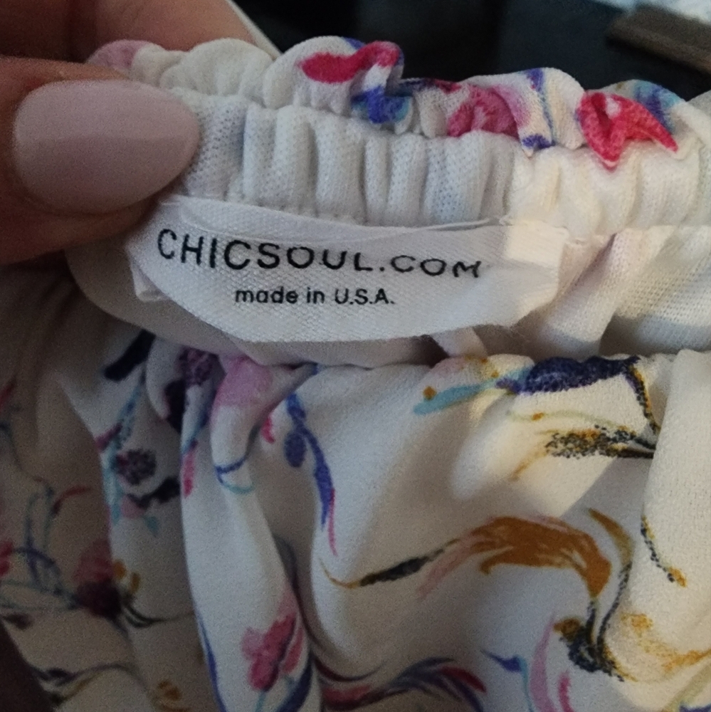 Chic soul, off the shoulder white floral dress, 2x - Picture 10 of 12